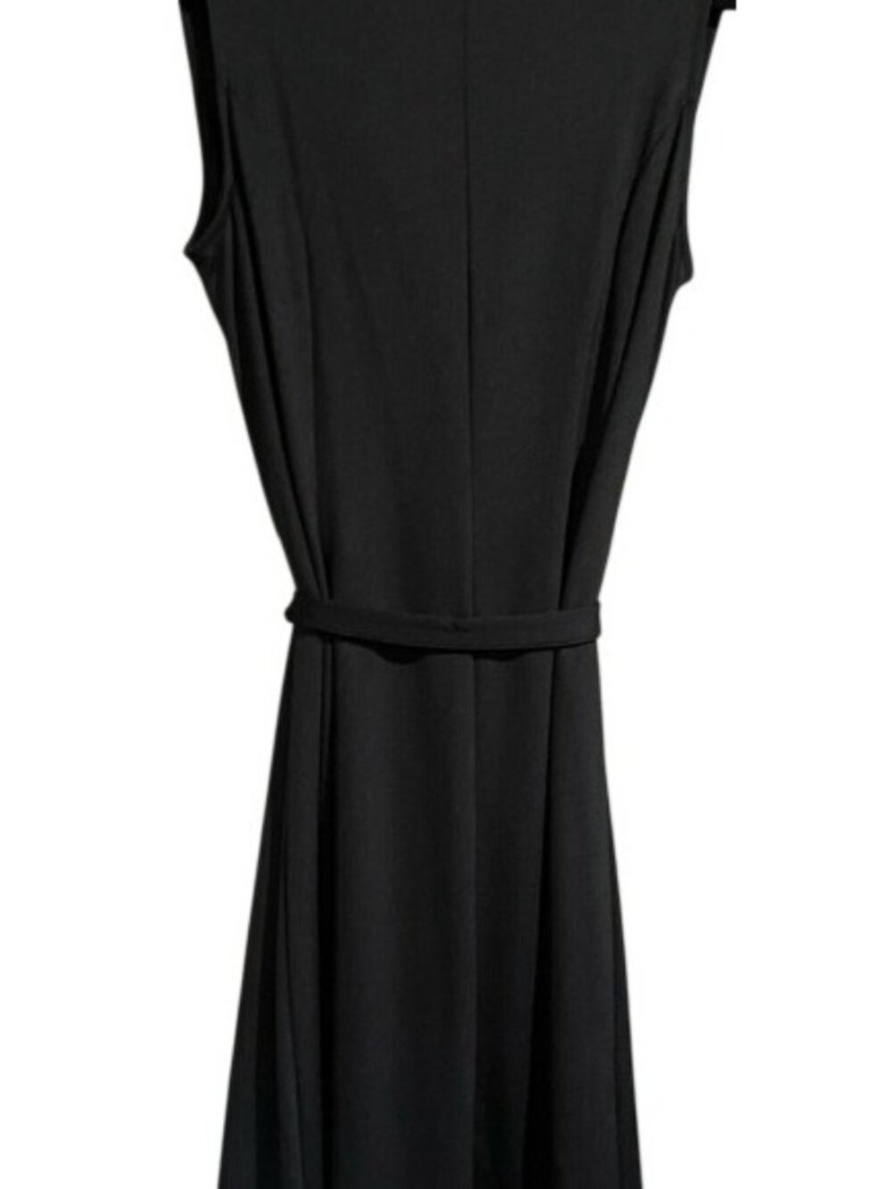 Women's Black Sleeveless Flattering Cowl Neck Midi Dress Self Tie Belt Size M - Picture 9 of 16